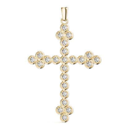 14K Yellow Gold Diamond Cross Pendant