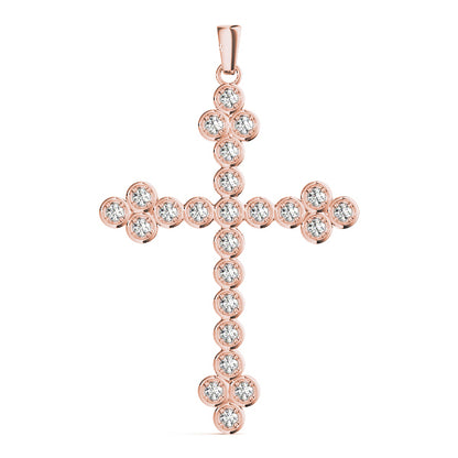 14K Rose Gold Diamond Cross Pendant