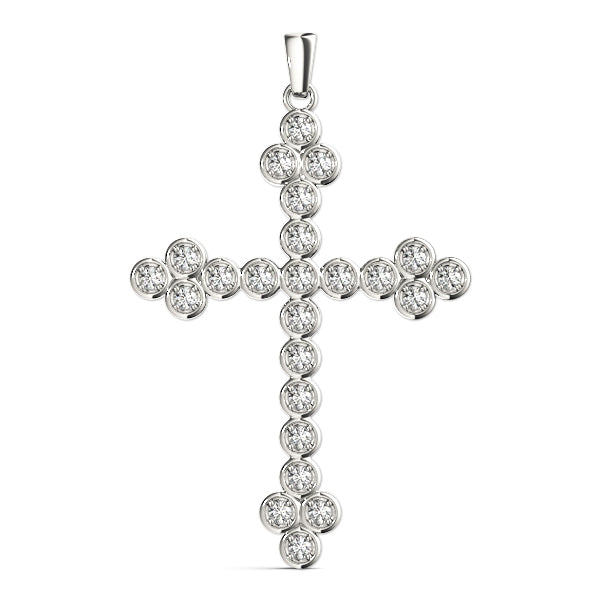 Multi-Diamond Religious Cross Pendant