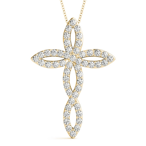 14K Yellow Gold Diamond Fashion Cross Pendant