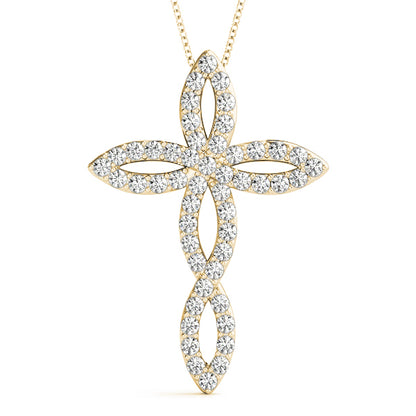 14K Yellow Gold Diamond Fashion Cross Pendant