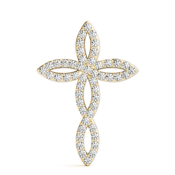 14K Yellow Gold Diamond Fashion Cross Pendant