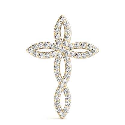 14K Yellow Gold Diamond Fashion Cross Pendant