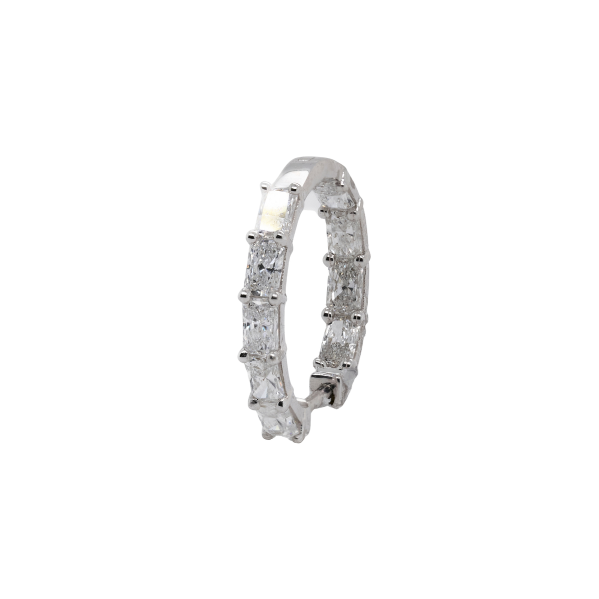 2.00 CTTW Radiant Lab-Grown Diamond Hoop Earrings in 14K White Gold