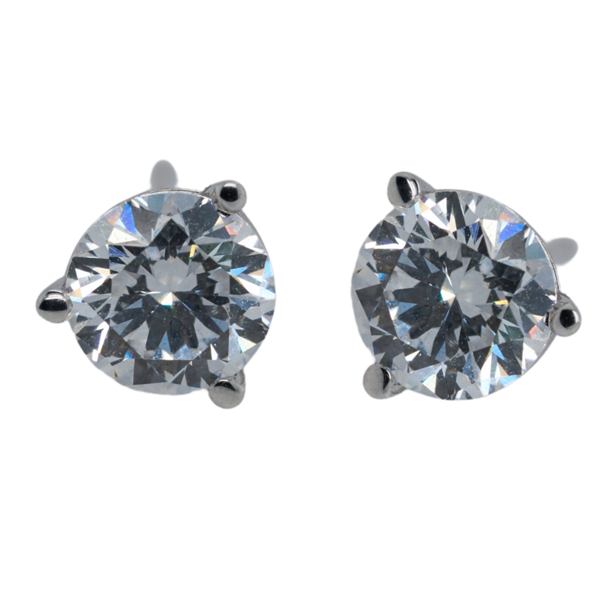 14K White Gold Round Lab-Grown Diamond Stud Earrings, 1.00 CTTW