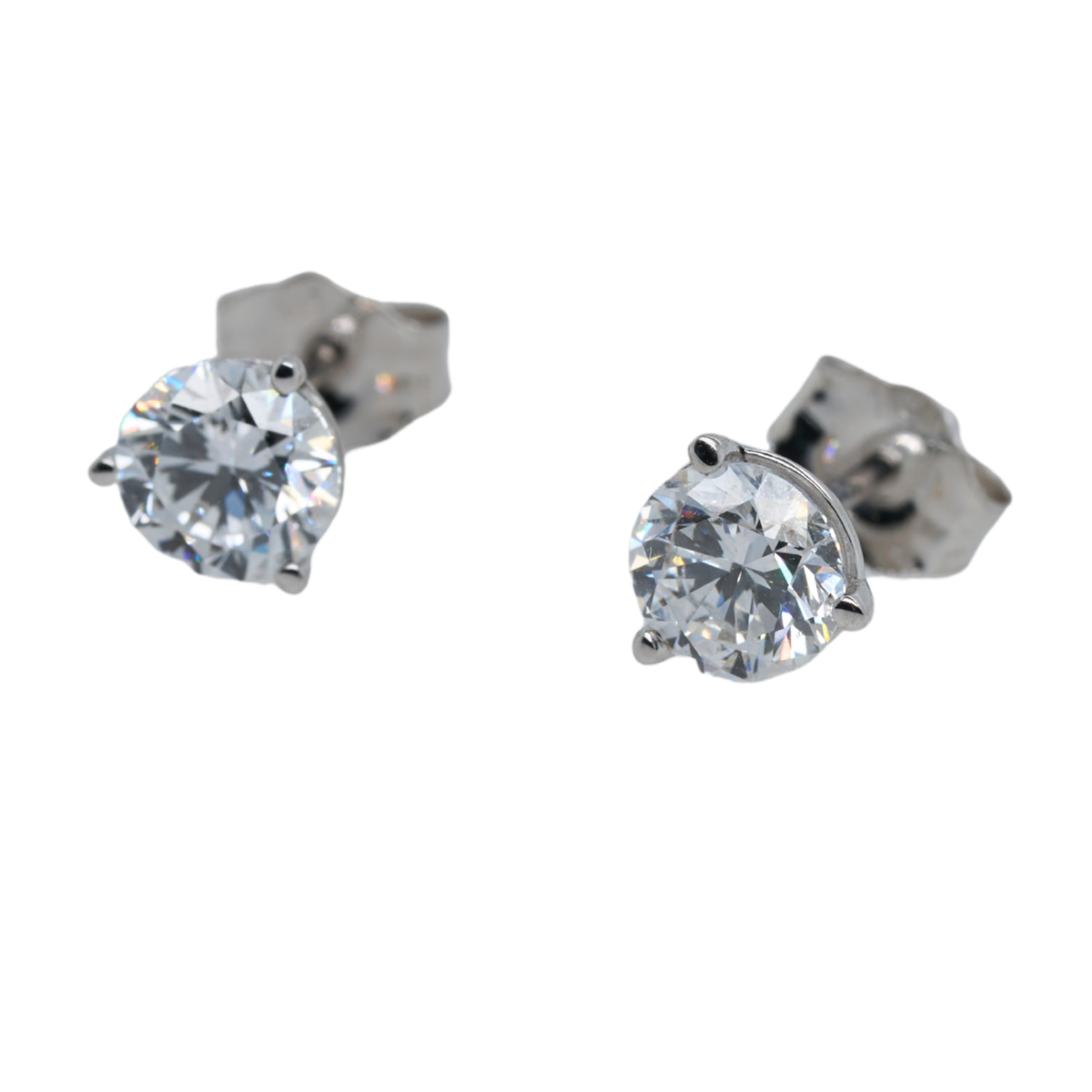 14K White Gold Round Lab-Grown Diamond Stud Earrings, 1.00 CTTW