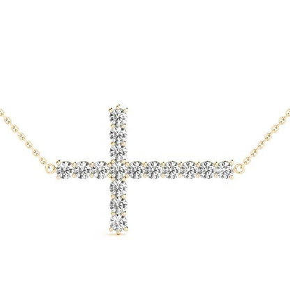 14K Yellow Gold Diamond Cross Pendant