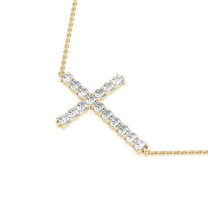 14K Yellow Gold Diamond Cross Pendant