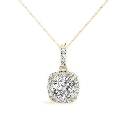 14K Yellow Gold Diamond Halo Pendant 0.7 ct