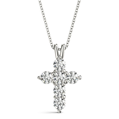 Multi-Diamond Cross Pendant Necklace