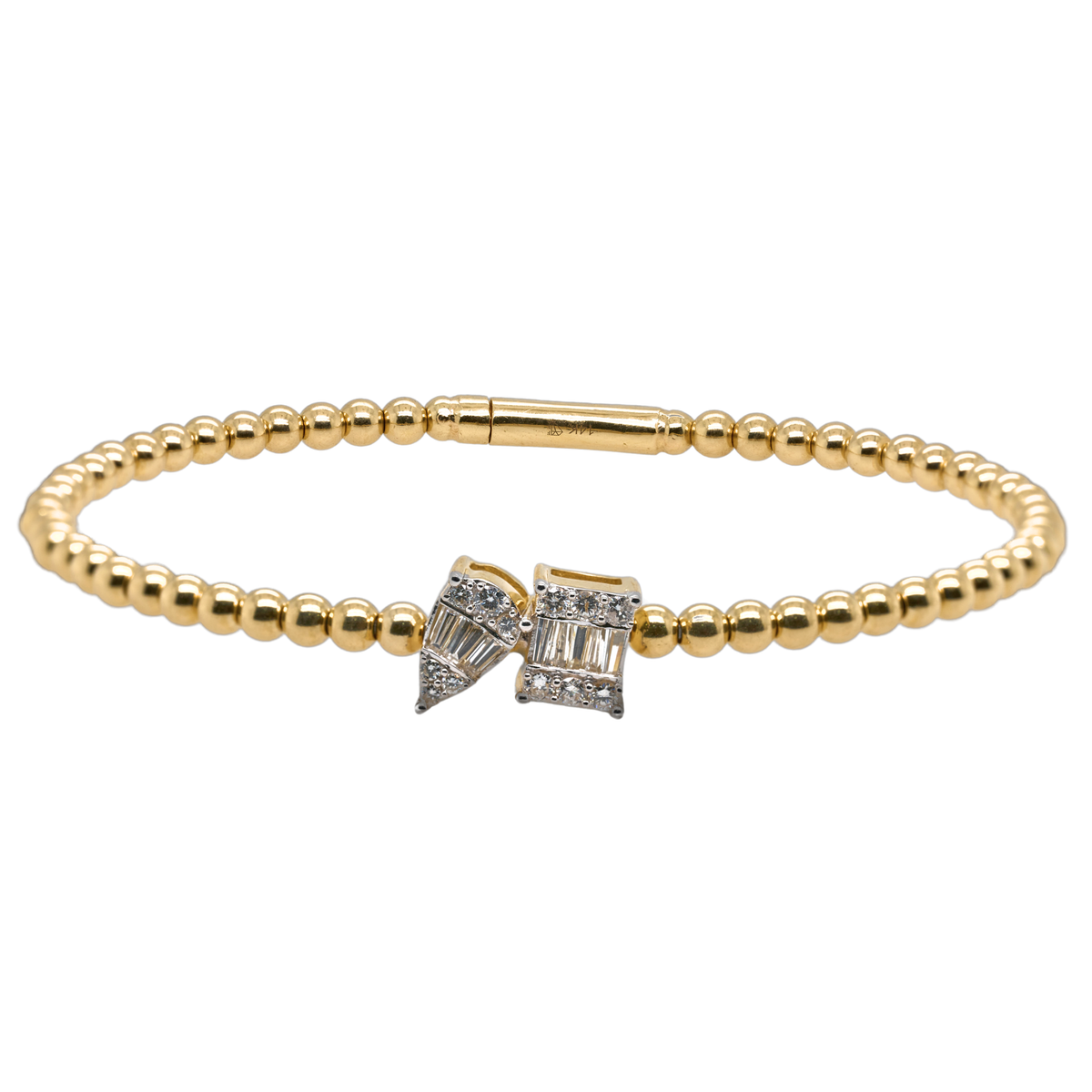 0.41 CTTW Round Natural Diamond Bangle in 14K Two-Tone Gold, 7"