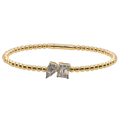 0.41 CTTW Round Natural Diamond Bangle in 14K Two-Tone Gold, 7"