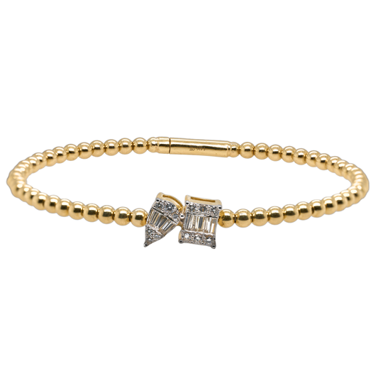 0.41 CTTW Round Natural Diamond Bangle in 14K Two-Tone Gold, 7"