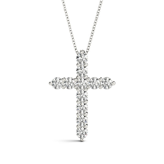 Multi-Diamond Religious Cross Pendant