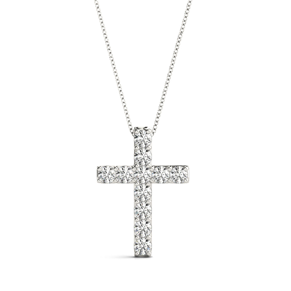 Multi-Diamond Religious Cross Pendant