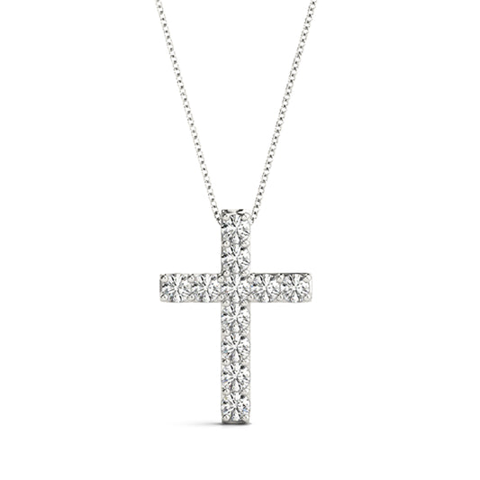 Multi-Diamond Religious Cross Pendant