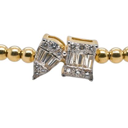 0.41 CTTW Round Natural Diamond Bangle in 14K Two-Tone Gold, 7"