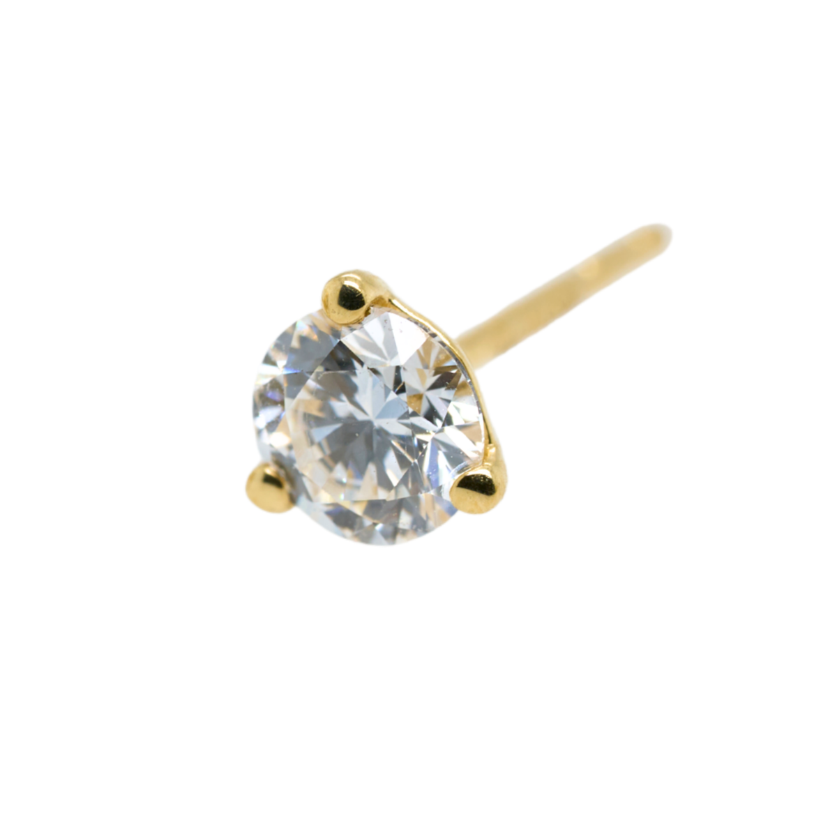 Lab-Grown Diamond 3-Prong Martini Stud Earrings in 14K Yellow Gold, 0.5 CTTW