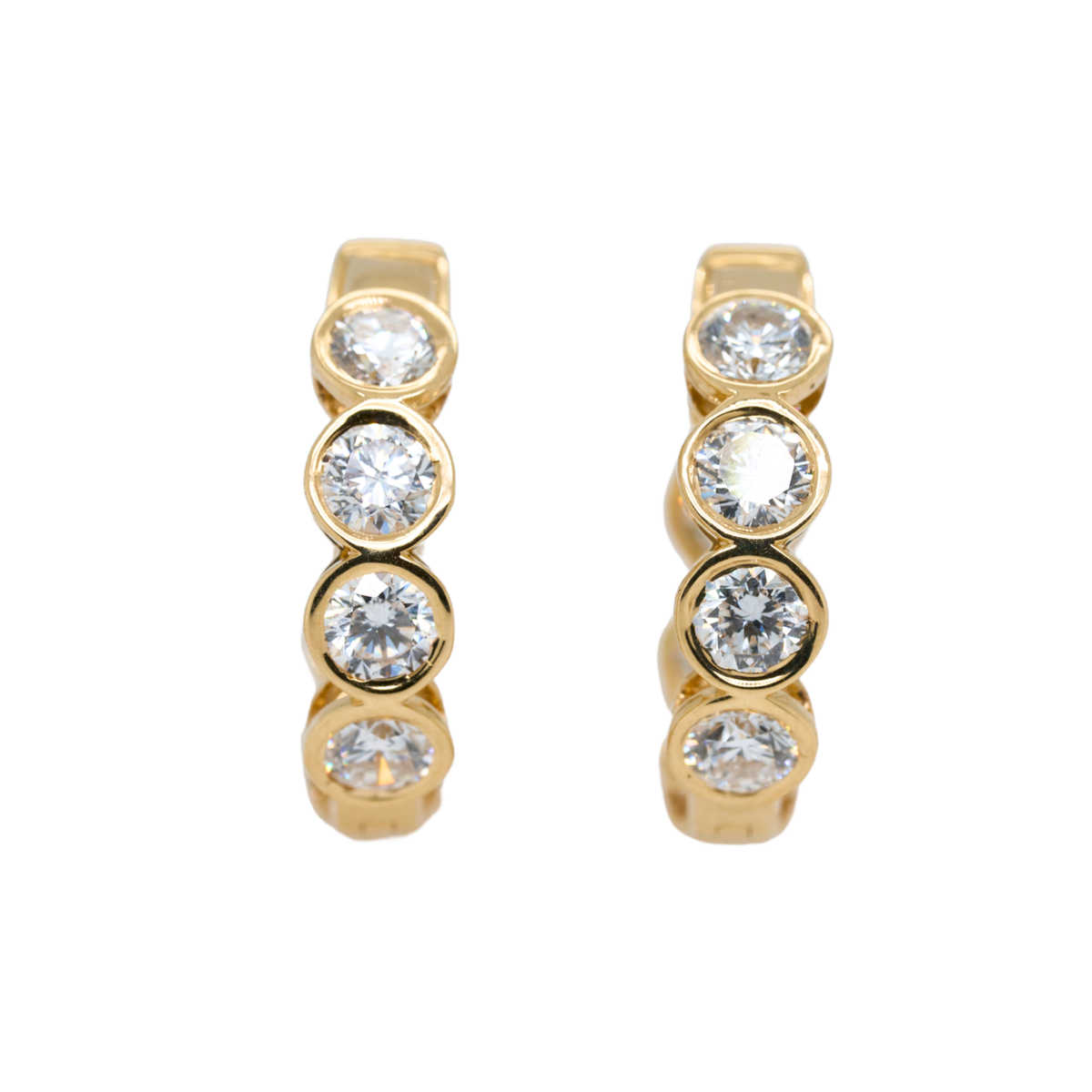 2.06 CTTW Round Lab-Grown Diamond Huggie Earrings in 14K Yellow Gold