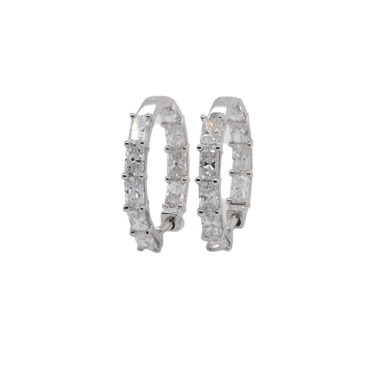 2.00 CTTW Radiant Lab-Grown Diamond Hoop Earrings in 14K White Gold