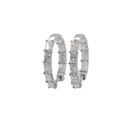 2.00 CTTW Radiant Lab-Grown Diamond Hoop Earrings in 14K White Gold