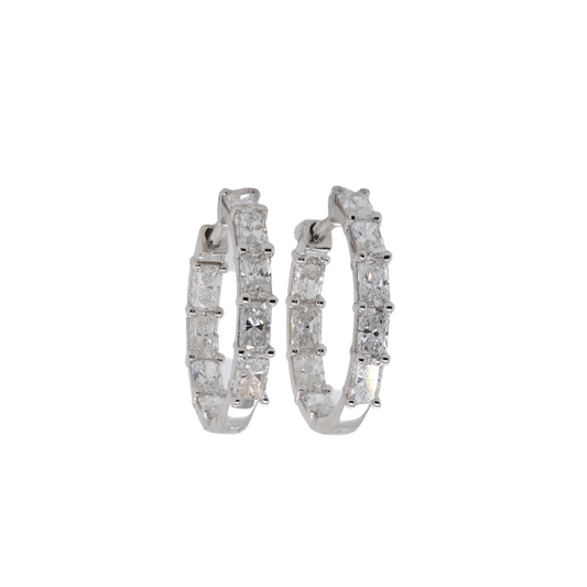 2.00 CTTW Radiant Lab-Grown Diamond Hoop Earrings in 14K White Gold