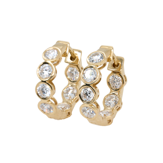 2.06 CTTW Round Lab-Grown Diamond Huggie Earrings in 14K Yellow Gold