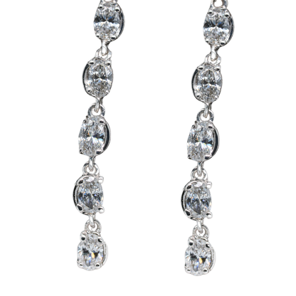 Lab-Grown Diamond Bezel Drop Earrings in 14K White Gold, 0.62 CTTW