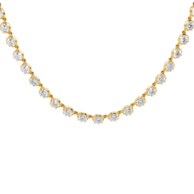 11.32 CTTW Round Lab-Grown Diamond Necklace in 14K Yellow Gold, 17"