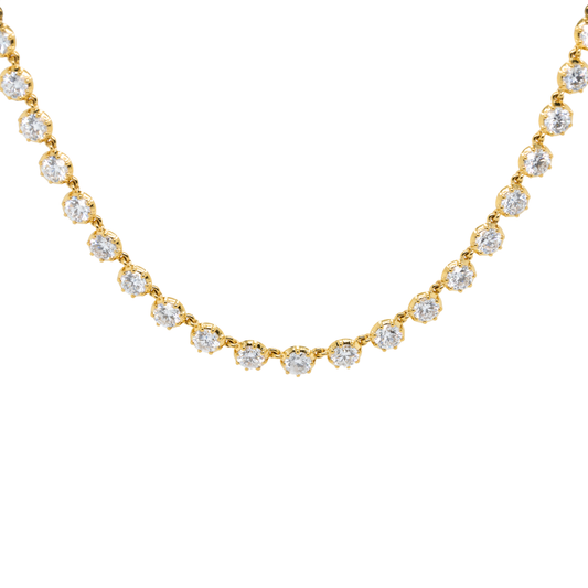11.32 CTTW Round Lab-Grown Diamond Necklace in 14K Yellow Gold, 17"