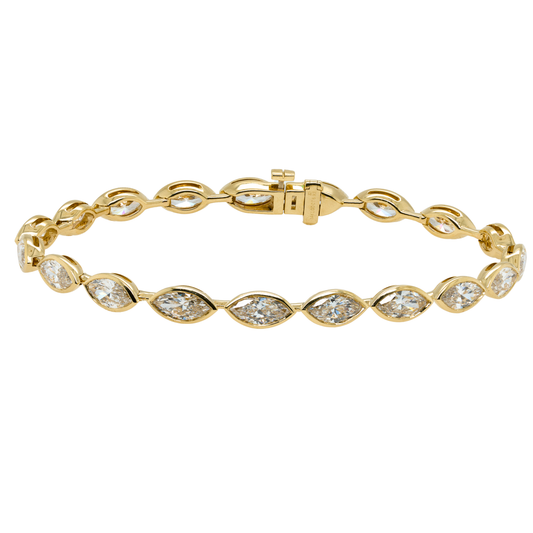 6.93 CTTW Marquise Lab-Grown Diamond Tennis Bracelet in 14K Yellow Gold, 6.8"