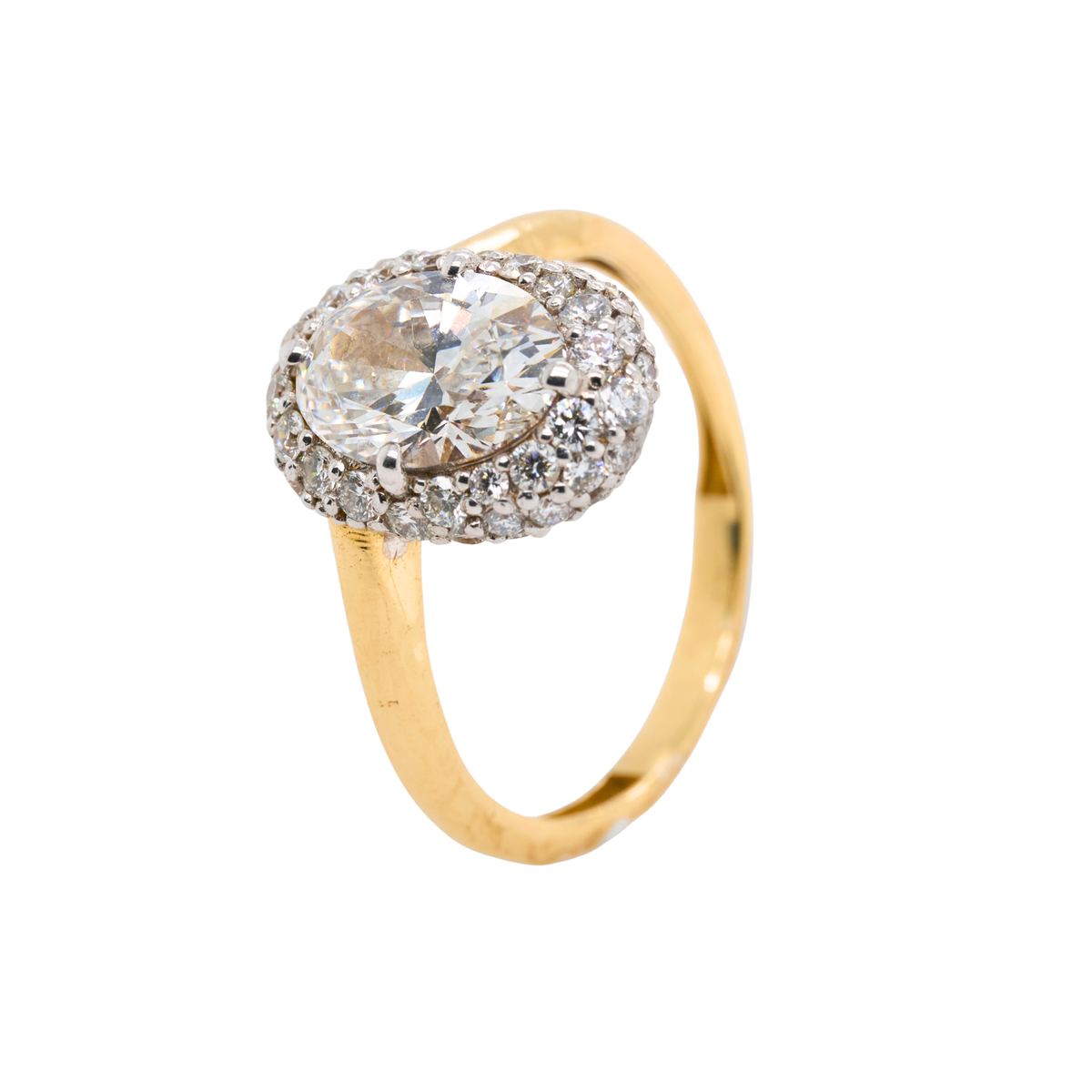 14K Gold Oval Lab-Grown Diamond Ring, 2.2 CT