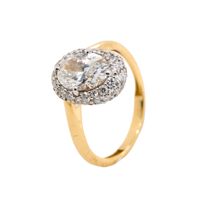 14K Gold Oval Lab-Grown Diamond Ring, 2.2 CT