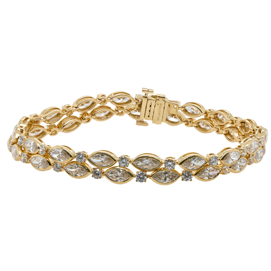 11.19 CTTW Marquise Lab-Grown Diamond Tennis Bracelet in 14K Yellow Gold, 7"