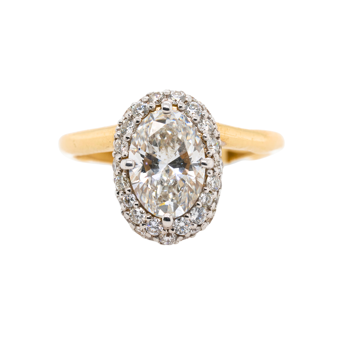 14K Gold Oval Lab-Grown Diamond Ring, 2.2 CT