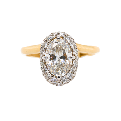 14K Gold Oval Lab-Grown Diamond Ring, 2.2 CT