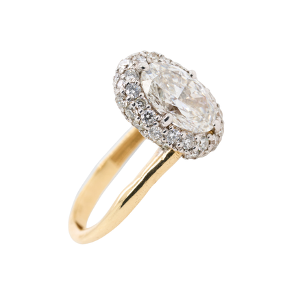 14K Gold Oval Lab-Grown Diamond Ring, 2.2 CT
