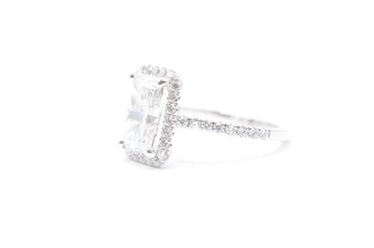 2.5ct radiant lab diamond center f color vs1 14k white gold diamond halo setting