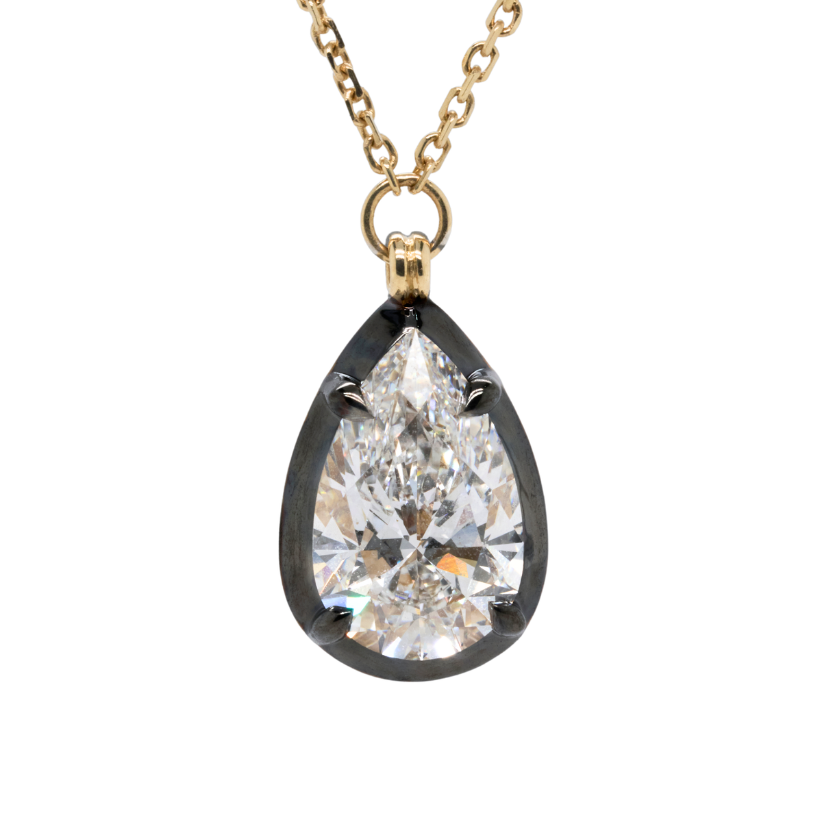 2.56 CT Pear Lab-Grown Diamond Pendant in 14K Yellow Gold, 16"