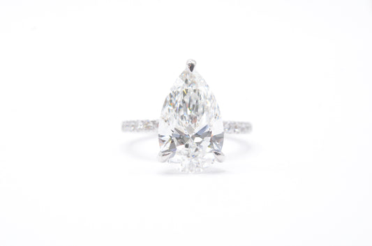 4ct pear shape lab diamond igi certified f color vs1 diamond mounting 14k white gold
