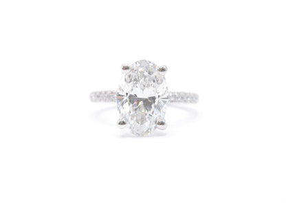 3.5ct oval lab diamond center f color vs1 igi certified 3d diamond pave setting 14k white gold
