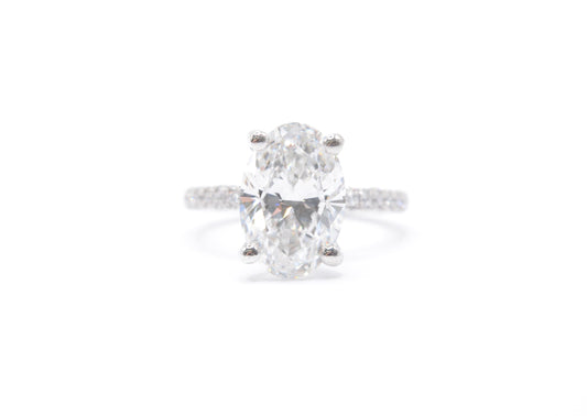 3.5ct oval lab diamond center f color vs1 igi certified 3d diamond pave setting 14k white gold