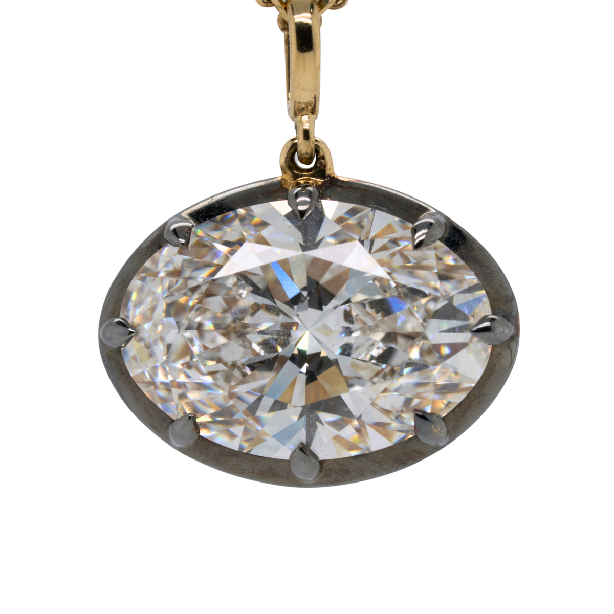 4.03 CTTW Oval Lab-Grown Diamond Necklace in 14K Gold, 16.5"