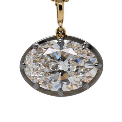 4.03 CTTW Oval Lab-Grown Diamond Necklace in 14K Gold, 16.5"
