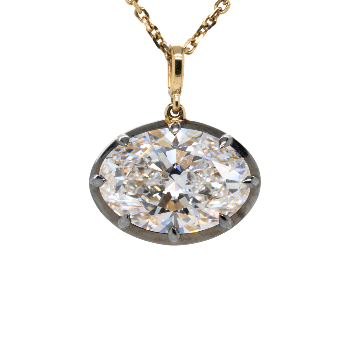 4.03 CTTW Oval Lab-Grown Diamond Necklace in 14K Gold, 16.5"