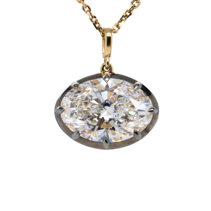 4.03 CTTW Oval Lab-Grown Diamond Necklace in 14K Gold, 16.5"