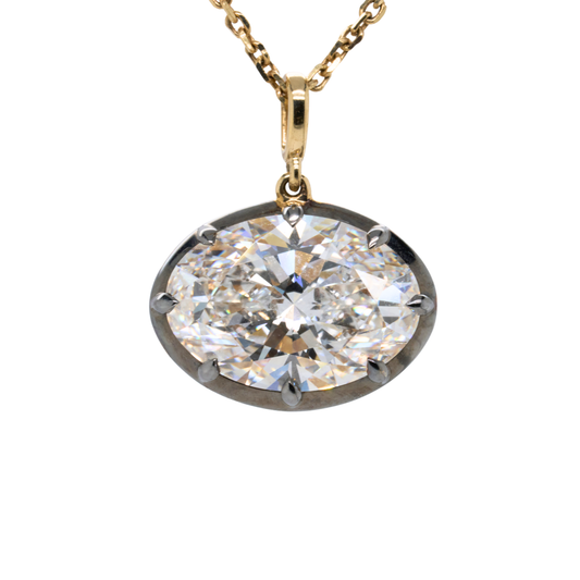 4.03 CTTW Oval Lab-Grown Diamond Necklace in 14K Gold, 16.5"