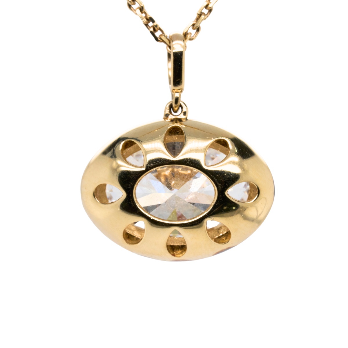 4.03 CTTW Oval Lab-Grown Diamond Necklace in 14K Gold, 16.5"
