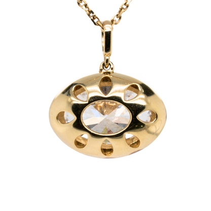 4.03 CTTW Oval Lab-Grown Diamond Necklace in 14K Gold, 16.5"