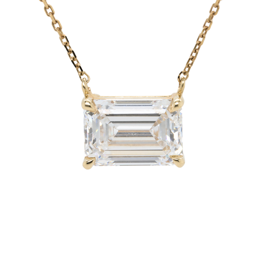 2.06 CTTW Emerald Lab-Grown Diamond Pendant in 14K Yellow Gold, 16"